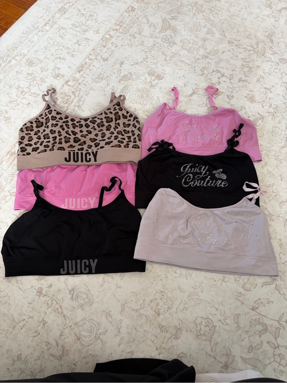 Juicy Couture Pink, Black & Leopard 6 piece Bralette Collection - Picture 2 of 5